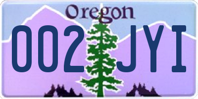 OR license plate 002JYI