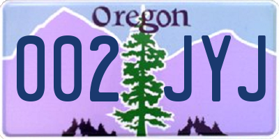 OR license plate 002JYJ