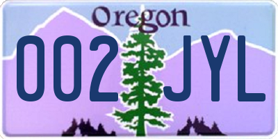 OR license plate 002JYL