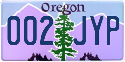 OR license plate 002JYP