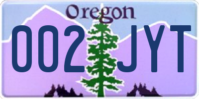 OR license plate 002JYT