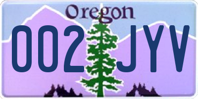 OR license plate 002JYV