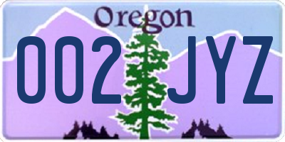 OR license plate 002JYZ