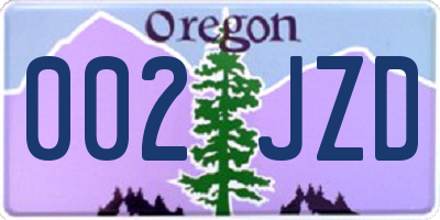 OR license plate 002JZD
