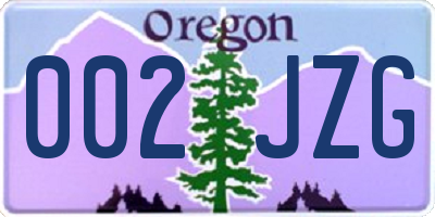 OR license plate 002JZG