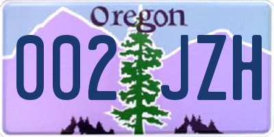 OR license plate 002JZH