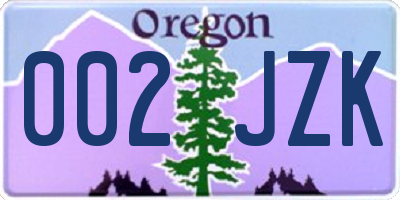 OR license plate 002JZK
