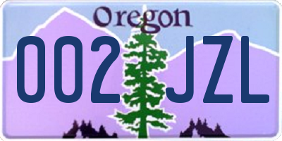 OR license plate 002JZL