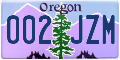 OR license plate 002JZM