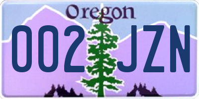 OR license plate 002JZN