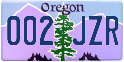 OR license plate 002JZR
