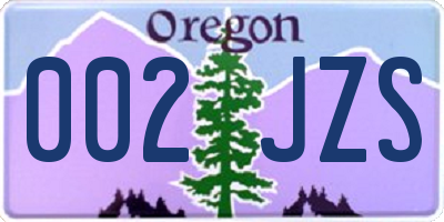 OR license plate 002JZS