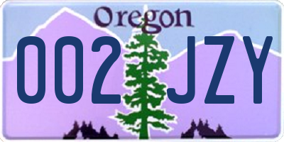 OR license plate 002JZY