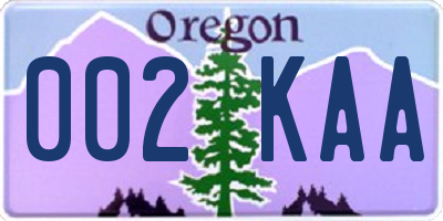 OR license plate 002KAA