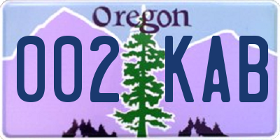 OR license plate 002KAB