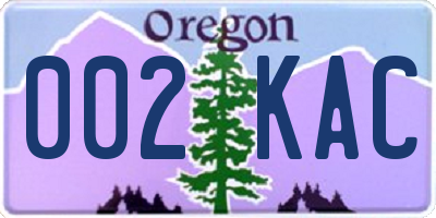 OR license plate 002KAC