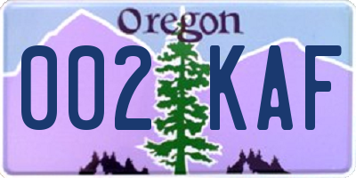 OR license plate 002KAF