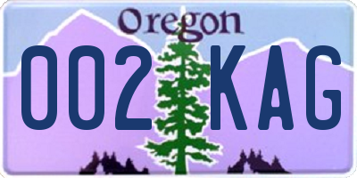 OR license plate 002KAG