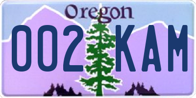 OR license plate 002KAM