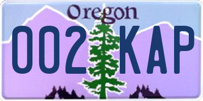 OR license plate 002KAP