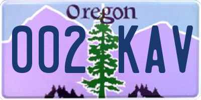 OR license plate 002KAV