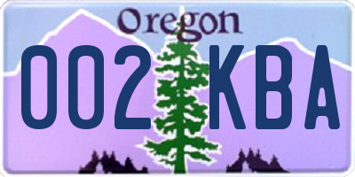 OR license plate 002KBA