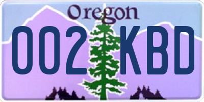 OR license plate 002KBD