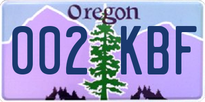 OR license plate 002KBF