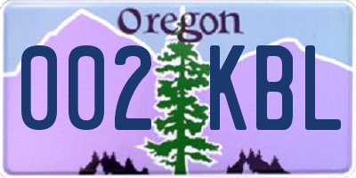 OR license plate 002KBL