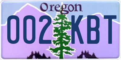 OR license plate 002KBT
