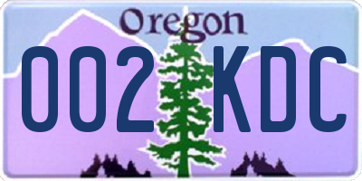 OR license plate 002KDC