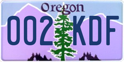 OR license plate 002KDF