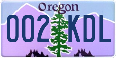 OR license plate 002KDL