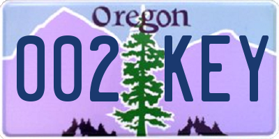 OR license plate 002KEY