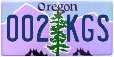 OR license plate 002KGS