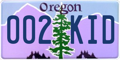 OR license plate 002KID
