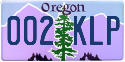 OR license plate 002KLP