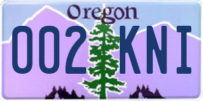 OR license plate 002KNI