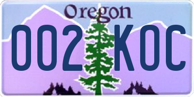 OR license plate 002KOC