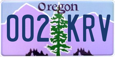 OR license plate 002KRV