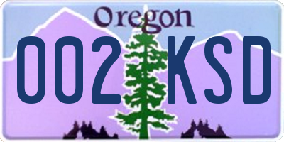 OR license plate 002KSD