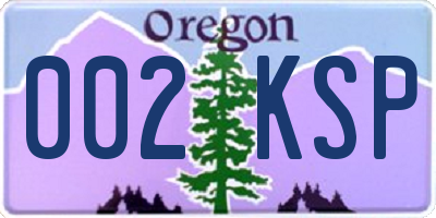 OR license plate 002KSP