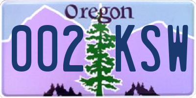 OR license plate 002KSW