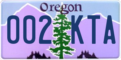 OR license plate 002KTA