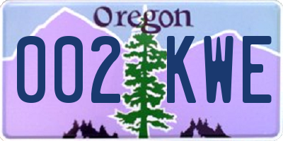 OR license plate 002KWE