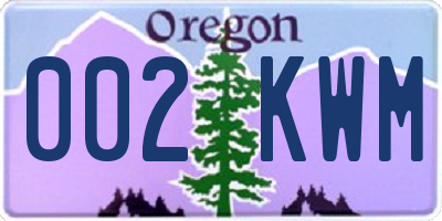 OR license plate 002KWM