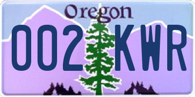 OR license plate 002KWR