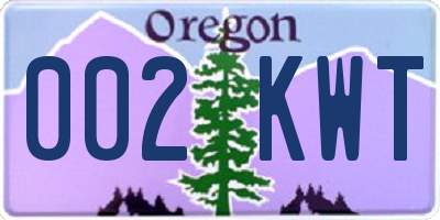 OR license plate 002KWT