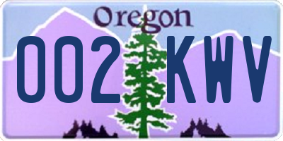 OR license plate 002KWV