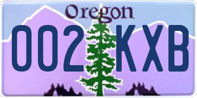 OR license plate 002KXB
